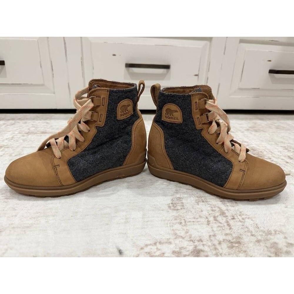 Sorel Evie II NW Lace Suede & Felt Waterproof Wedge Boots 5